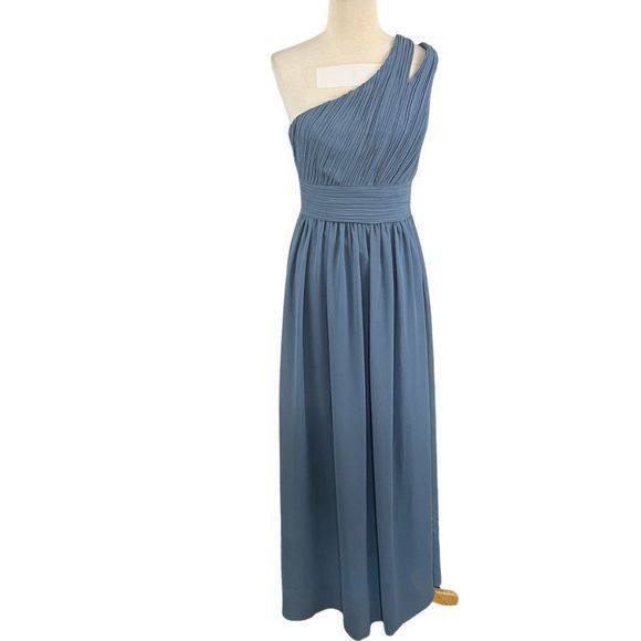NWOT LEVKOFF Blue One Shoulder Maxi Gown (6) - Picture 8 of 8